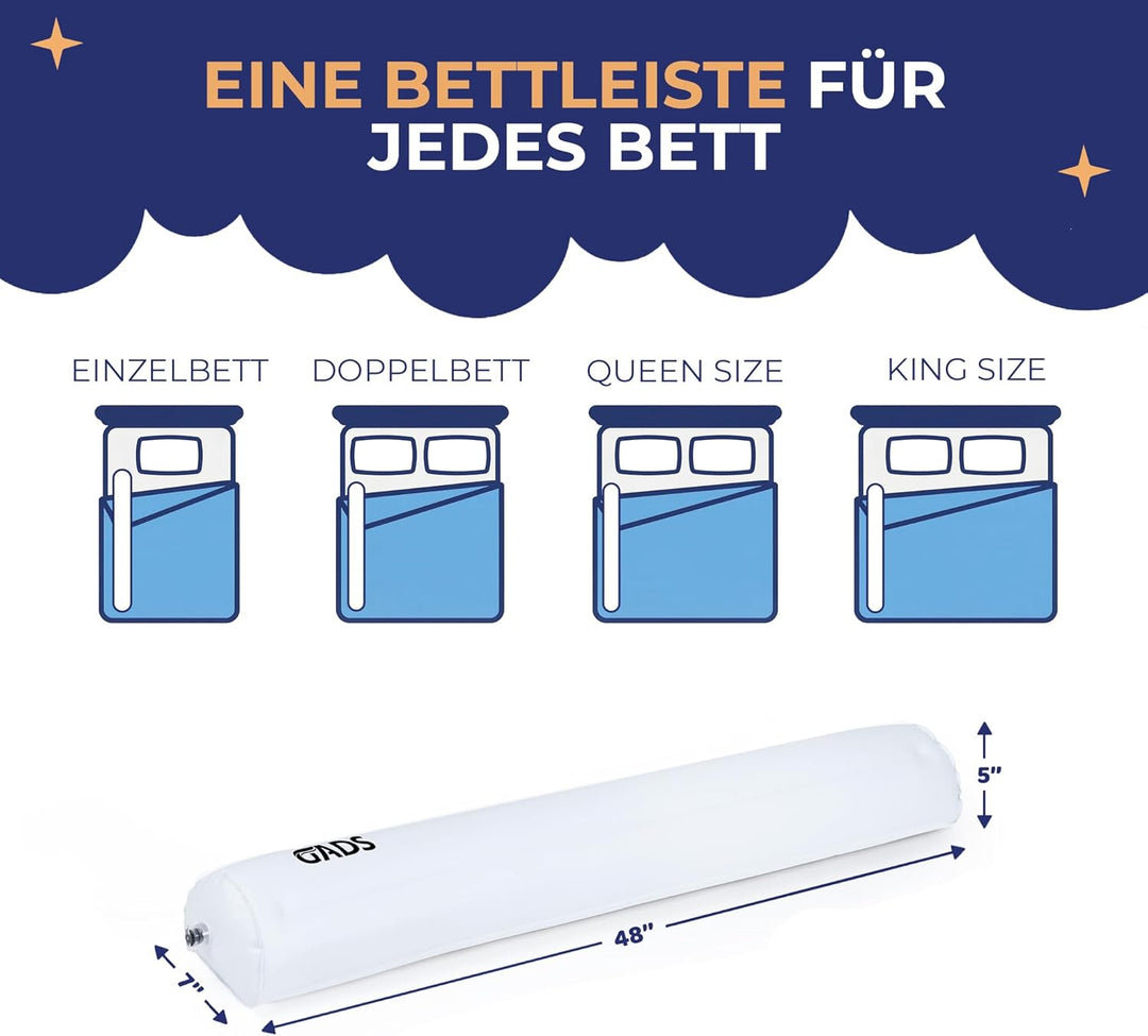 '1-Pack Inflatable Bed Rails for Toddlers - Secure Travel Bed Bumpers - Bed Guard for Kids - Blow up