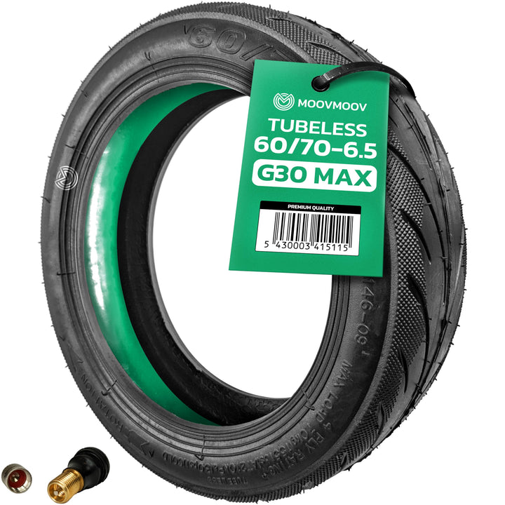 MOOVMOOV Ninebot G30 Max Tubeless 60/70-6.5 Reifen mit Pannengel und schlauchlosem Ventil – 10 Zoll