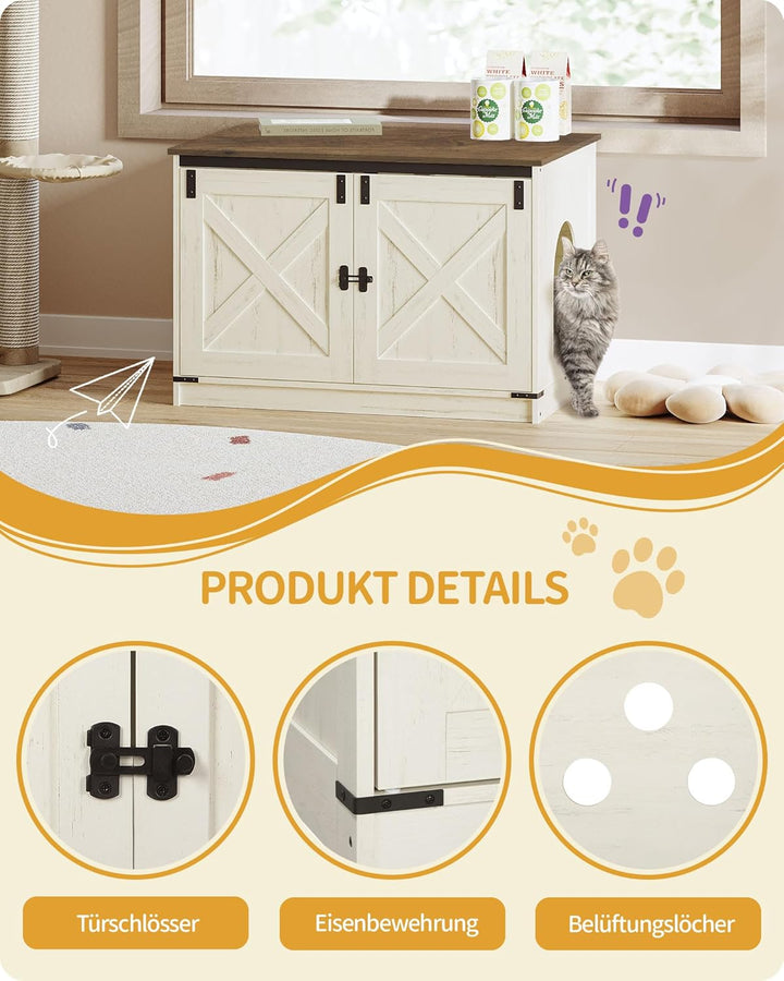 Hzuaneri Katzenklo Schrank, Katzenschrank, Katzentoilette mit Herausnehmbarer Trennwand, Katzenhaus,