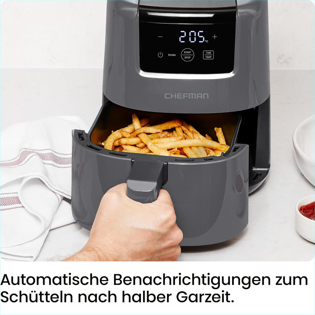 Chefman 2L Mini-Heissluftfritteuse - platzsparende Heissluftfritteuse, antihaftbeschichtet und spülm