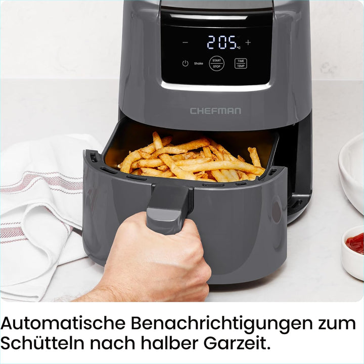 Chefman 2L Mini-Heissluftfritteuse - platzsparende Heissluftfritteuse, antihaftbeschichtet und spülm