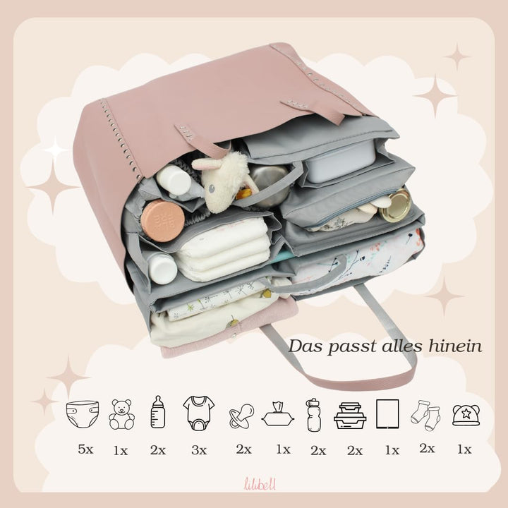 lilibell Wickeltasche Granda - Grosse Babytasche Taschenorganizer Innentasche Baginbag Inlett für di