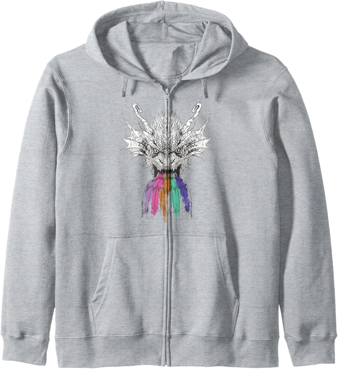 Dragon Roaring Rainbow Creature Mythologisch Mythical Kapuzenjacke
