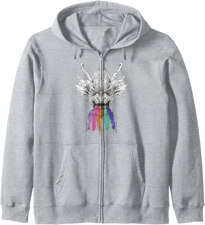 Dragon Roaring Rainbow Creature Mythologisch Mythical Kapuzenjacke