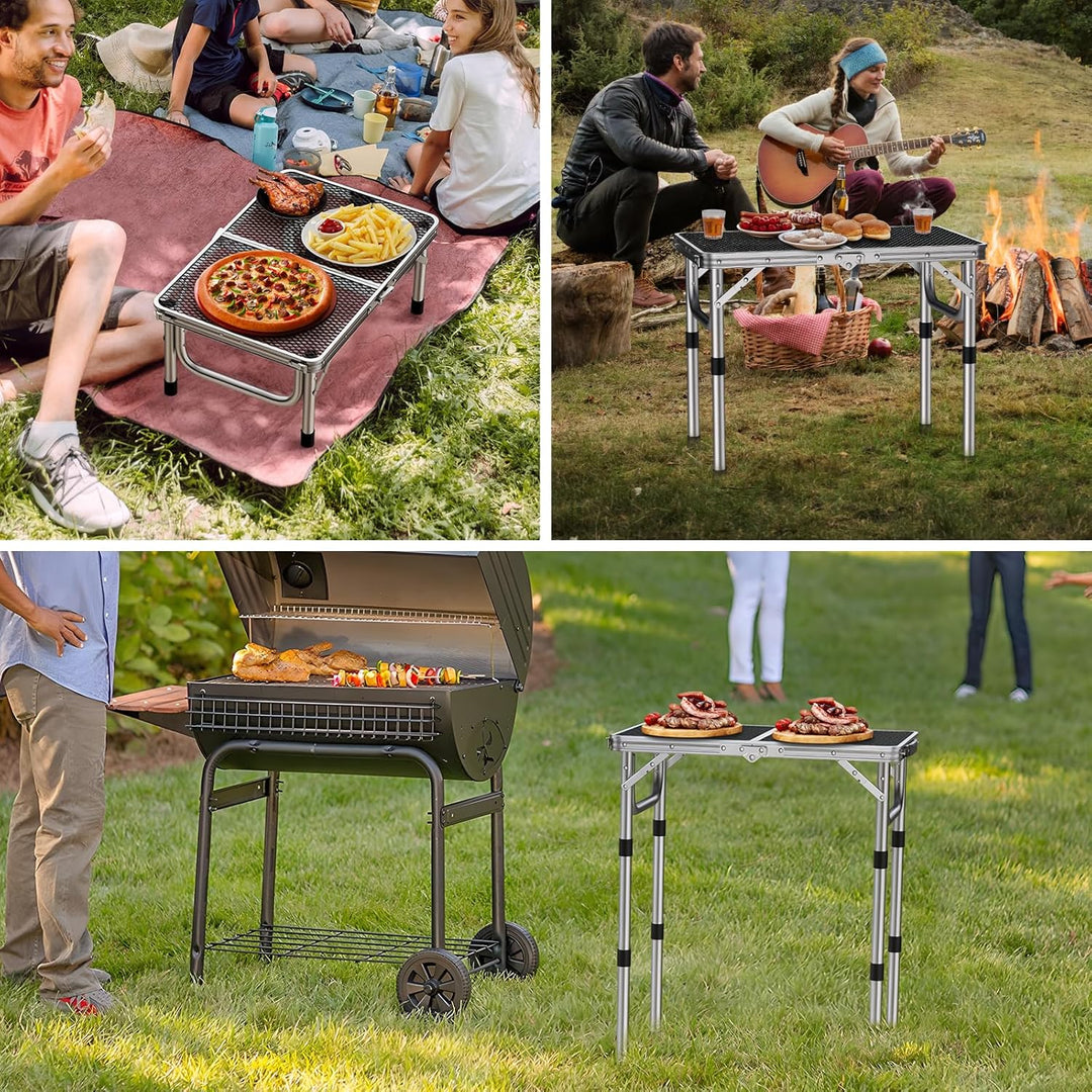 Anbte Campingtisch Klapptisch mit 3 Verstellbare Höhe Grilltisch aus Aluminium 60 * 40cm Koffertisch