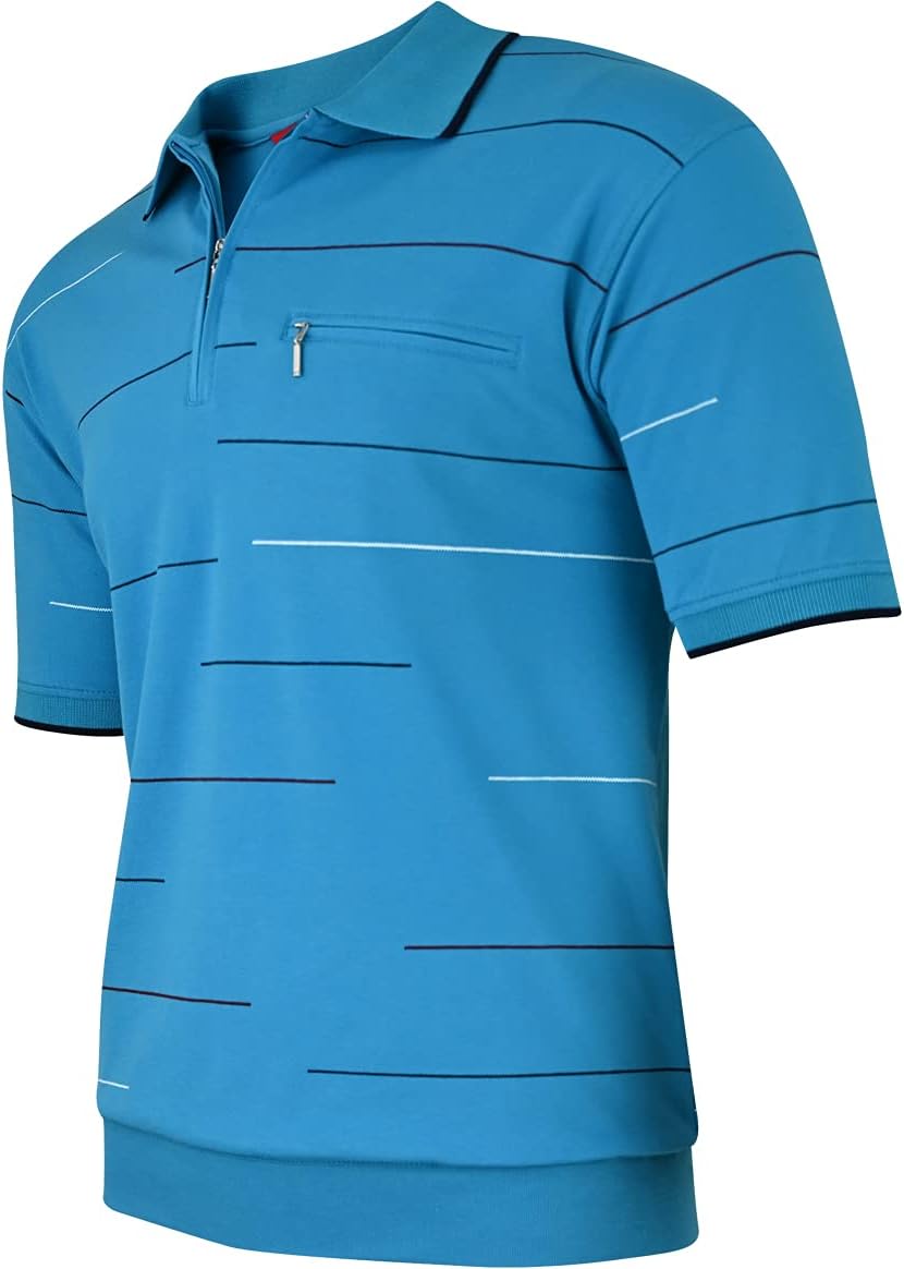 Soltice Herren Kurzarm Poloshirts, Gestreifte Poloshirts, Blousonshirts, Golfshirts mit Brusttaschen