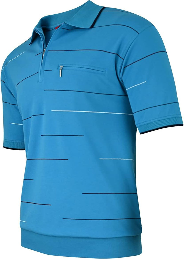 Soltice Herren Kurzarm Poloshirts, Gestreifte Poloshirts, Blousonshirts, Golfshirts mit Brusttaschen