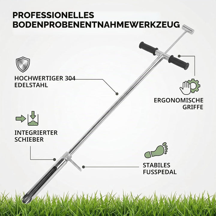 Bodenprobenehmer Edelstahl, 105cm Länge 50mm Mund Edelstahl Bodenprobenehmer mit Pedal