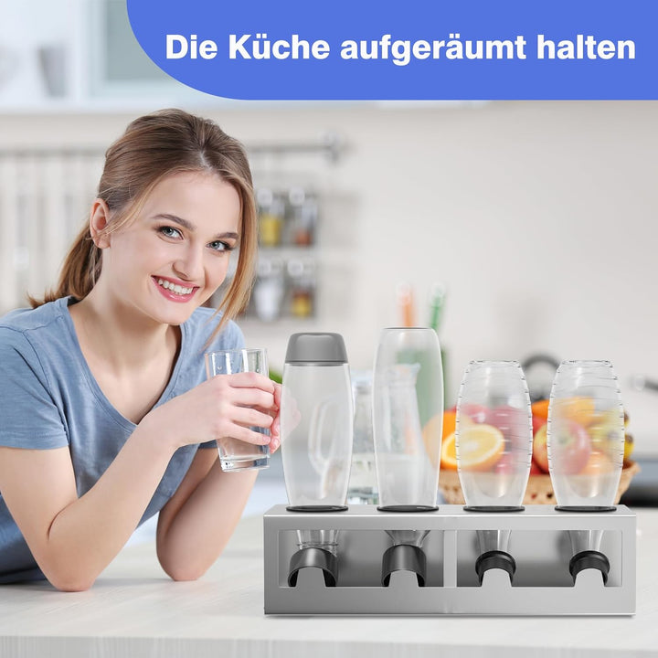 HOMMAND Flaschenhalter für SodaStream Crystal und Emil Flaschen, Edelstahl Flaschenhalter Abtropfges