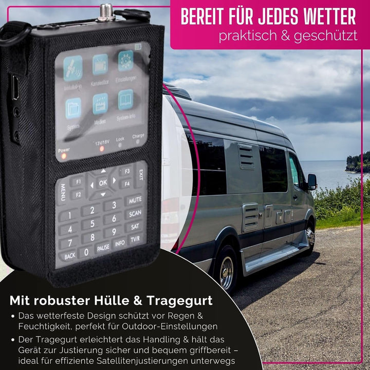 Summit SM 201HD Satelliten Messgerät I Sat Finder für DVB-S/S2 I Digitales Messgerät mit 3,5" TFT LC