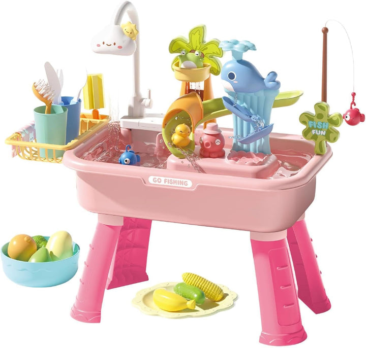 Generisch Wasserspieltisch Kinder Outdoor Sand Und Wassertisch Mit Wasserrad, Sprinkler &amp; Angelspiel