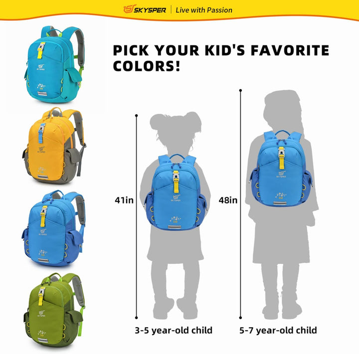SKYSPER Kinderrucksack 10L Rucksack Jungen & Mädchen für 3-8 Jährige, komfortabler Wanderrucksack Ki