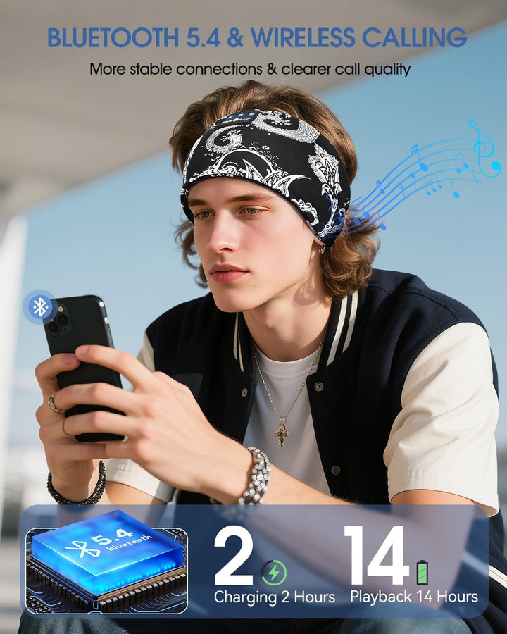 MUSICOZY Schlafkopfhörer Bluetooth 5.4, Bequem &amp; Ultraleicht Stirnband kopfhörer zum Schlafen mit Hi