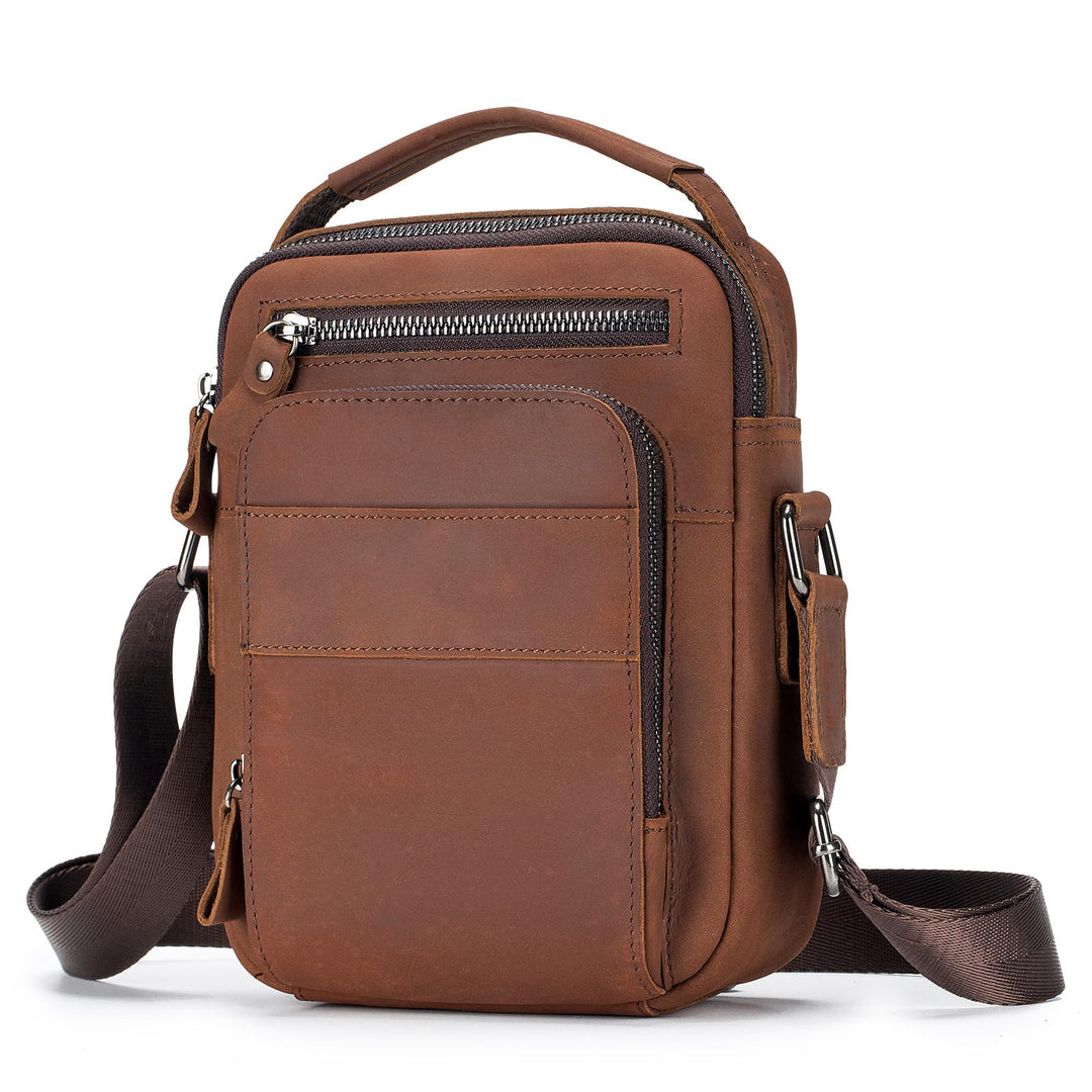 BAIGIO Leder Umhängetasche Herren Schultertasche Vintage Männer Tasche Crossbody Bag Herrentasche zu