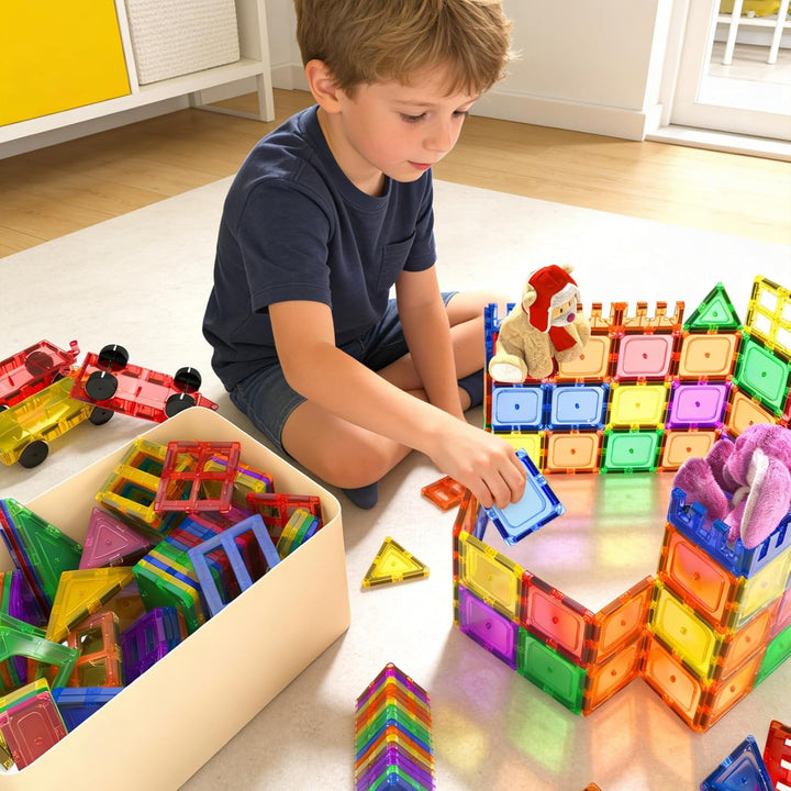 Magnetische Fliesen Kinderspielzeug STEM Magnet Spielzeug für Kleinkind Magnetische Blöcke Bauspielz