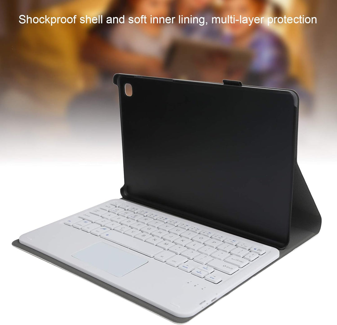 Bluetooth-Tastatur mit Abdeckung, Ultradünne Abnehmbare Kabellose Tastatur mit Touchpad + Ledertasch