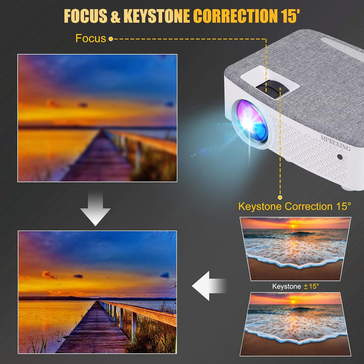 Mini-Projektor, tragbar, 1080P, Native, Film-Handy-Projektor, 8500 Lumen, 500 cm Display, kompatibel