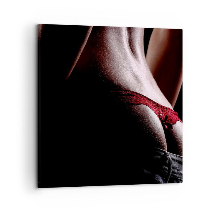 Bilder auf Leinwand Frau Körper String Leinwandbild mit Rahmen 60x60cm Wandbilder Dekoration Wohnzim