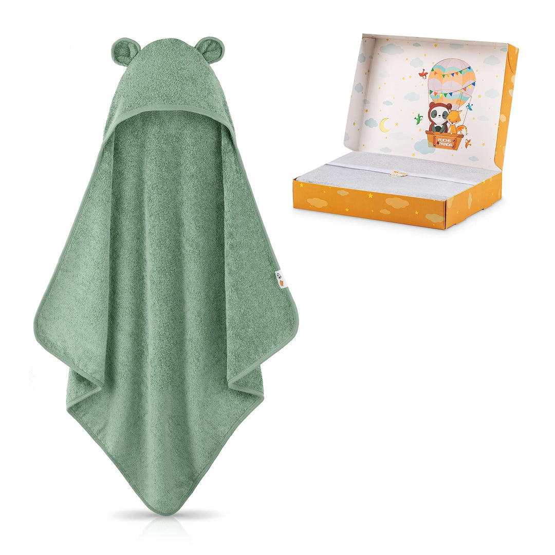 Kapuzenhandtuch Baby EXTRA dick, warm & weich | 75x75cm Babyhandtuch mit Kapuze (100% Bambus) | Baby