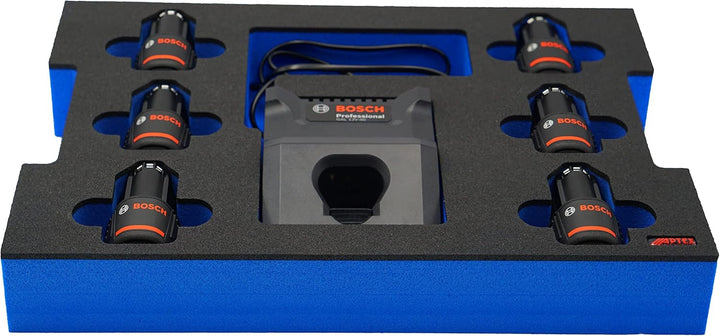 APTEX Schaumeinlage passend für Bosch Ladegerät GAL 12V-40 + 6x GBA 12V Akkus für L-Boxx 102, 136 G4