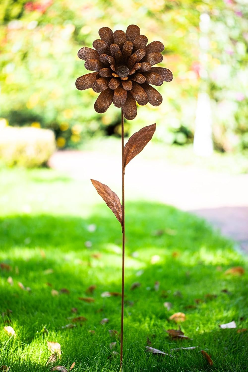 Bornhöft Gartenstecker Blume Metall Rost Gartendeko Edelrost Dahlie Garten Deko Dekoration 116cm Ros