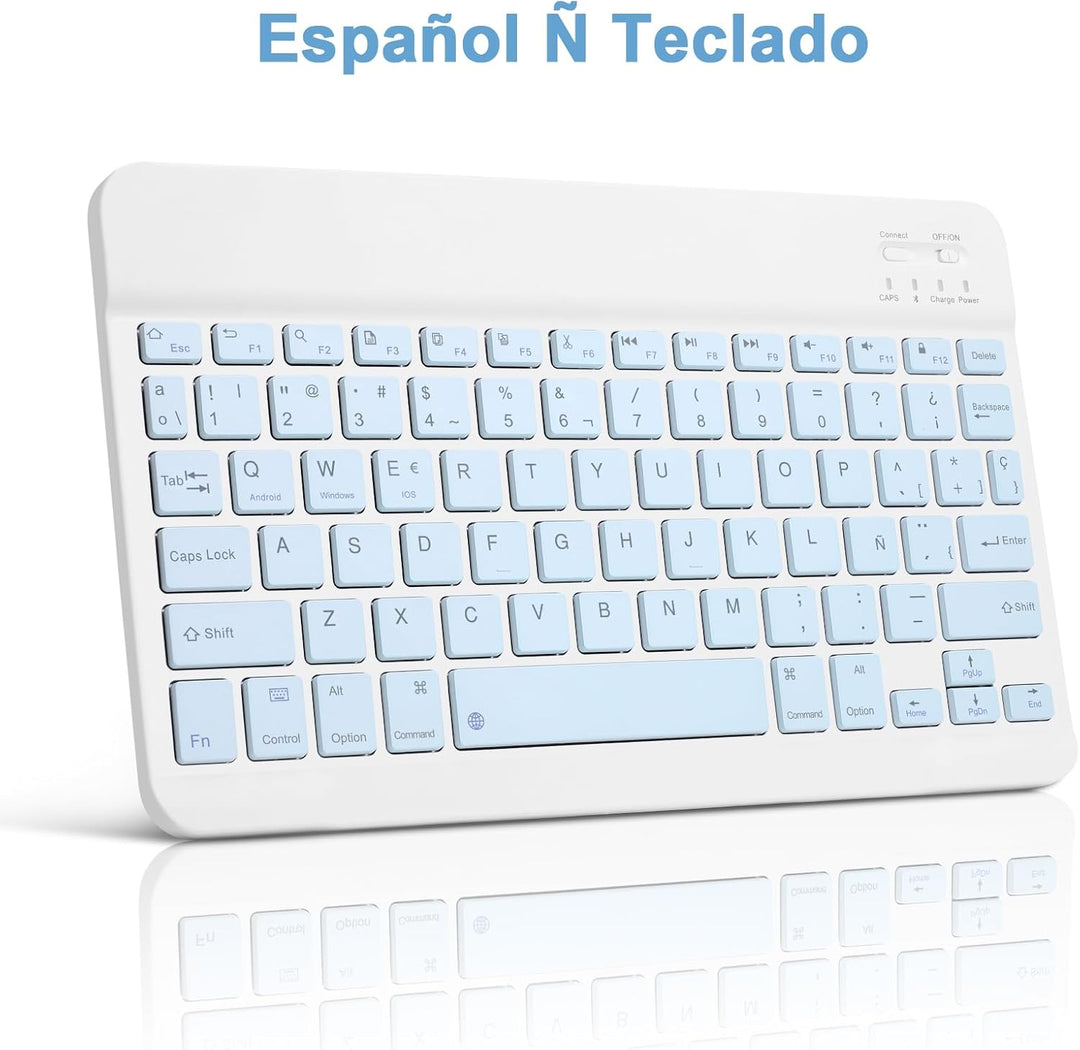 Bettdow für Samsung Galaxy Tab S9 FE/S9 2023 Tastatur Hülle, Blau (Spanisch), Blau