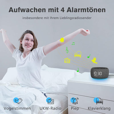 Buffbee Digitaler Radiowecker für das Schlafzimmer - 7-farbiges Nachtlicht, High-Fidelity-Klangquali