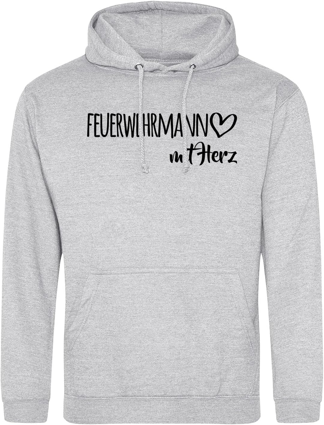 huuraa Unisex Hoodie Feuerwehrmann mit Herz Pullover Vegan Grösse S Heather Grey mit Motiv für die t