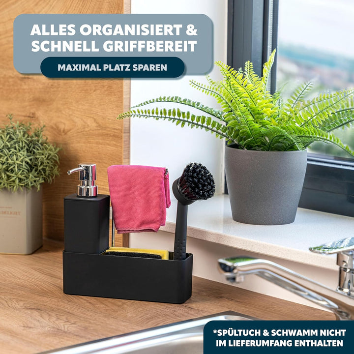 eluno Spülbecken Organizer mit Soft-Touch Oberfläche für Küche & Bad, Spülutensilienhalter inkl. Sei