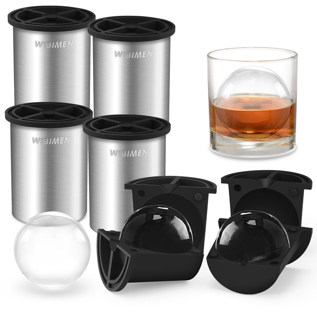 Klarer Eiswürfelbereiter, 6,4 cm Eisbälle, Eisballbereiter aus kristallklarem Edelstahl, BPA-freie P