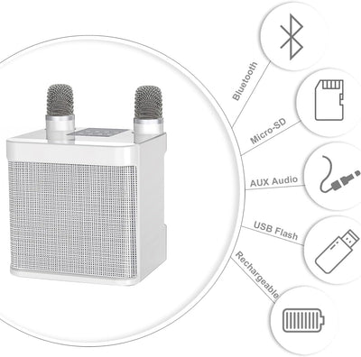 Karaoke Anlage mit 2 Mikrofonen,Bluetooth Karaoke Maschine, Kabellose Karaoke Anlage, Lautsprecher m