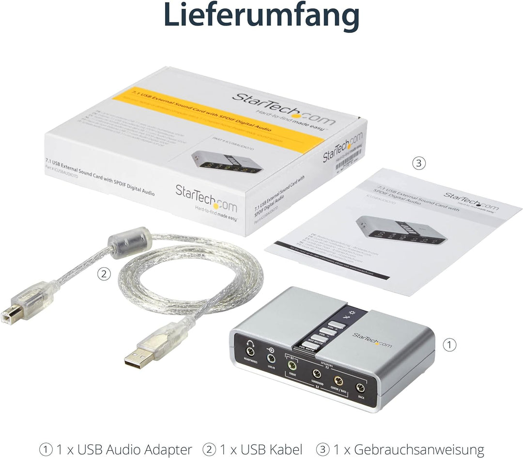 StarTech.com USB 2.0 Soundbox 7.1 Adapter - externe USB Soundkarte mit SPDIF Didital Audio - Externa
