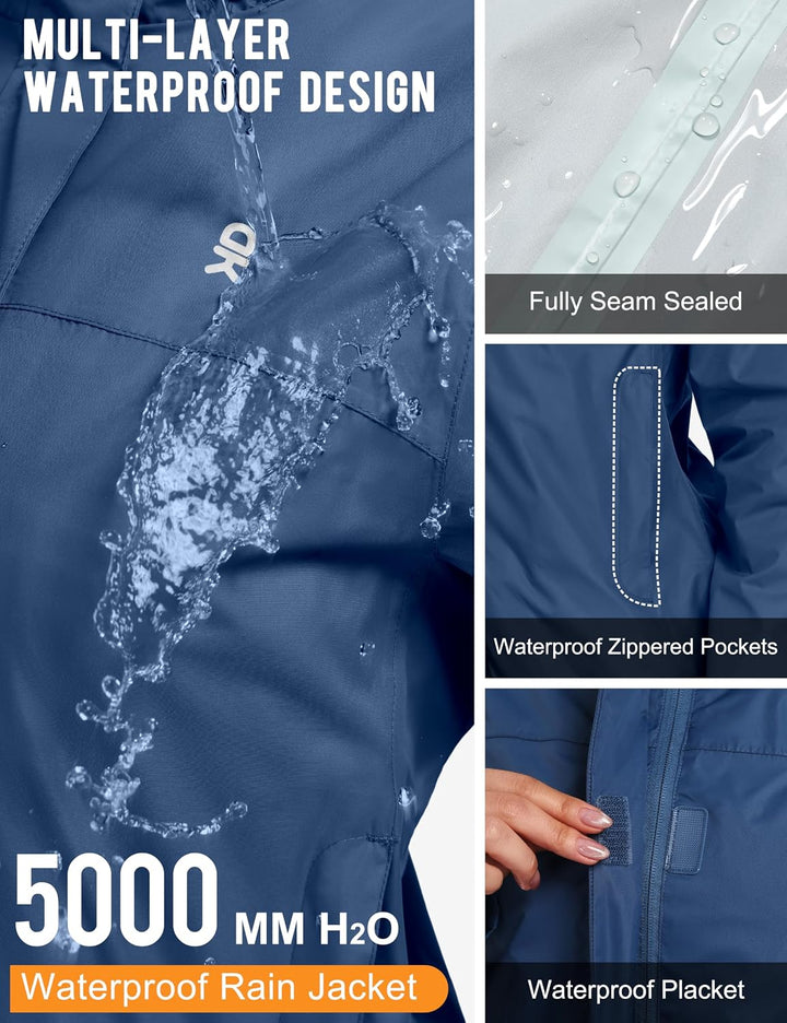 Little Donkey Andy Damen wasserdichte Regenjacke Leichte atmungsaktivem Regenjacke für Outdoor-Windb