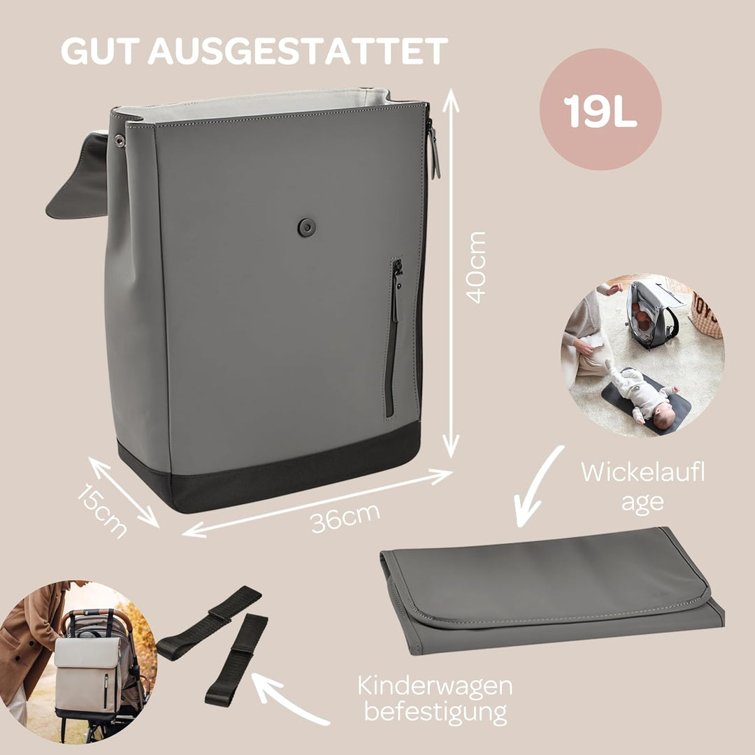 Béaba, Wickeltasche, Rucksack, Wasserdicht Anthrazit, Anthrazit