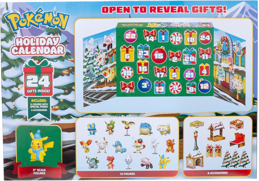 Pokémon PKW3623 - Battle Figure Adventskalender 2024, offizieller Pokémon Kalender mit 24 Überraschu