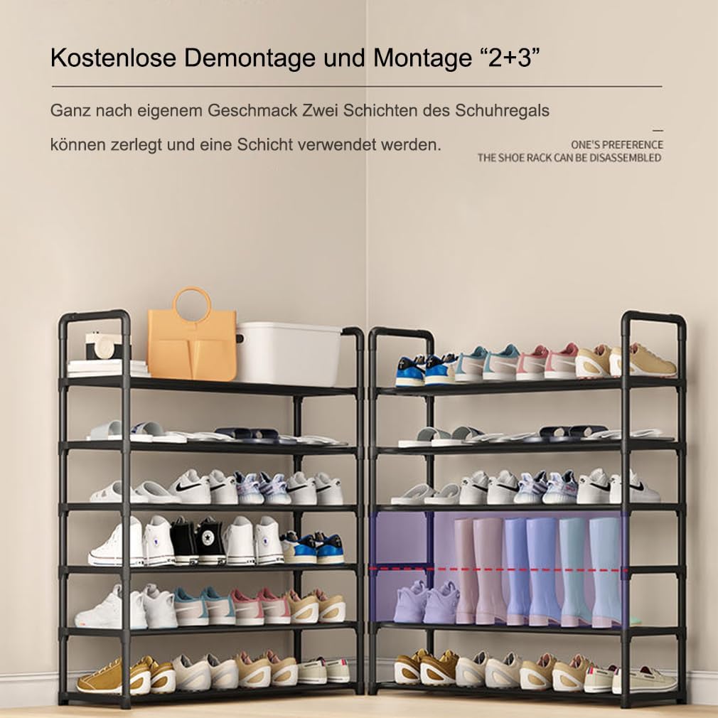 Schuhregal mit 5 Ebenen, Schuhständer aus Metall, Schuhaufbewahrung, Schuh-Organizer für 12 Paar,sta