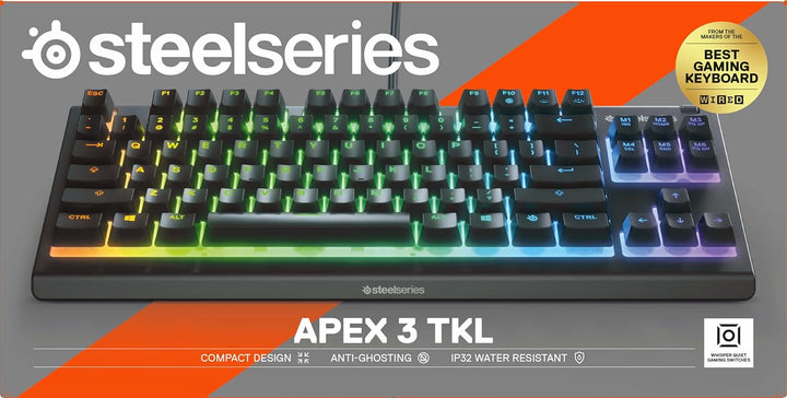 SteelSeries Apex 3 TKL - RGB Gaming-Tastatur - Kompakter Tenkeyless-Formfaktor - 8-Zonen-RGB-Beleuch