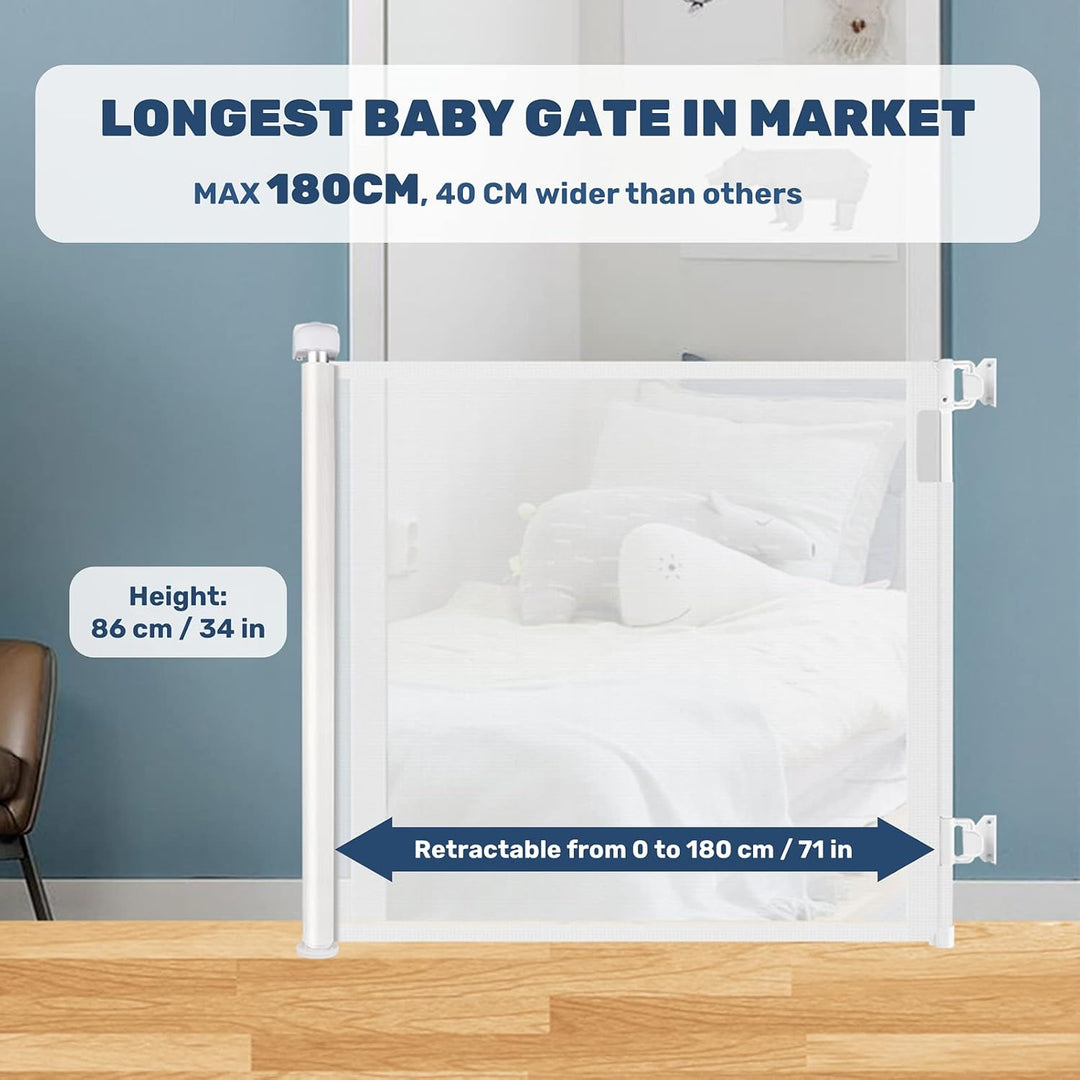 HollyHOME Treppenschutzgitter Ausziehbar 0-180cm, Extra Breit Babygitter, Einhandbedienung, Türschut
