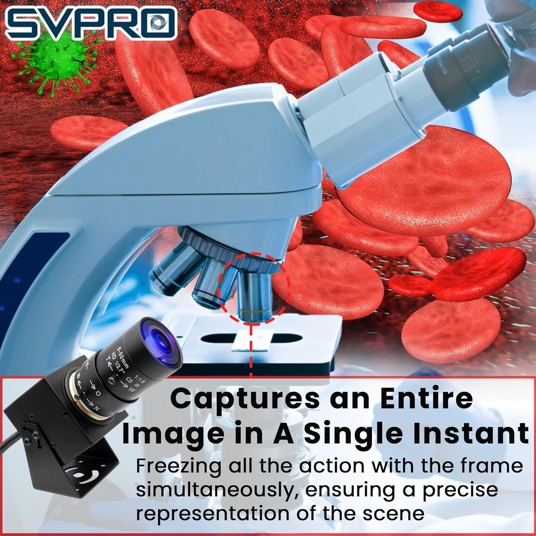 Svpro 2MP Global Shutter USB Kamera 90FPS Hochgeschwindigkeitskamera mit 5-50mm Zoomobjektiv, manuel