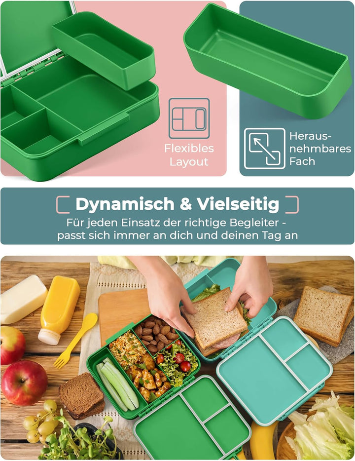 My Vesperbox® Brotdose für Kinder mit Fächern Liv [MADE IN GERMANY] - Lunchbox mit Trennfächern - Be