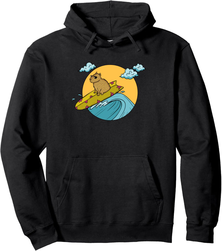 Capybara Surfen Wasserschwein Nagetier - Surfing Capybara Pullover Hoodie