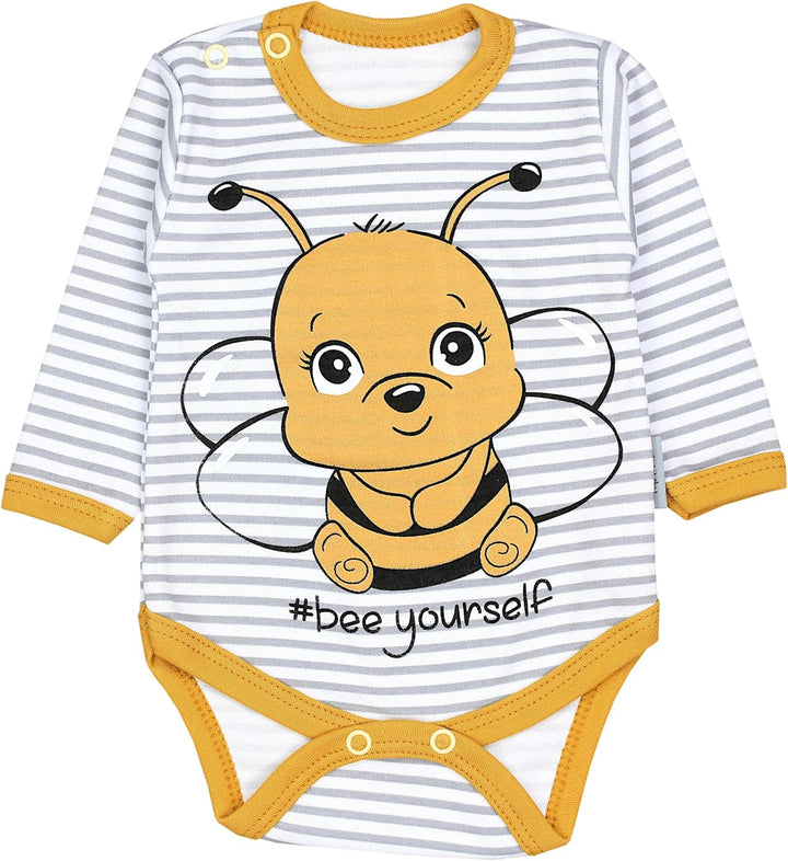 TupTam Baby Set mit Langarmbody, Hose &amp; Mütze – 3-teilig 68 Biene Gelb / Streifen Grau, 68 Biene Gel