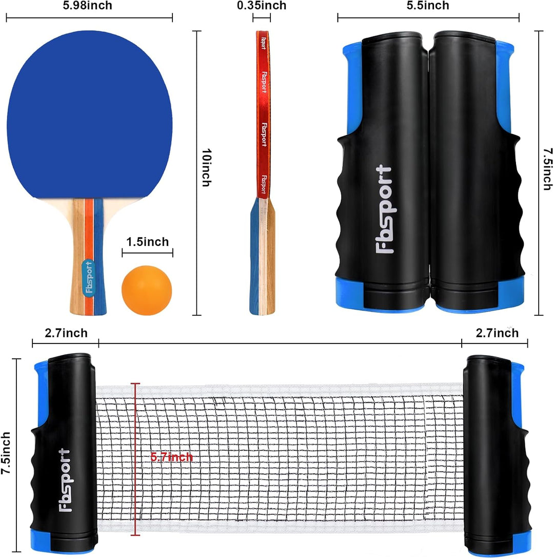Tischtennisschläger Set Profi, Tischtennis Set mit 4 Schläger, Einziehbarem Netz, 8 Tischtennis Bäll