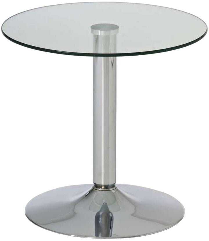 CLP Beistelltisch IKARUS mit Einer runden Tischplatte aus Sicherheitsglas I Stehtisch mit Metallgest