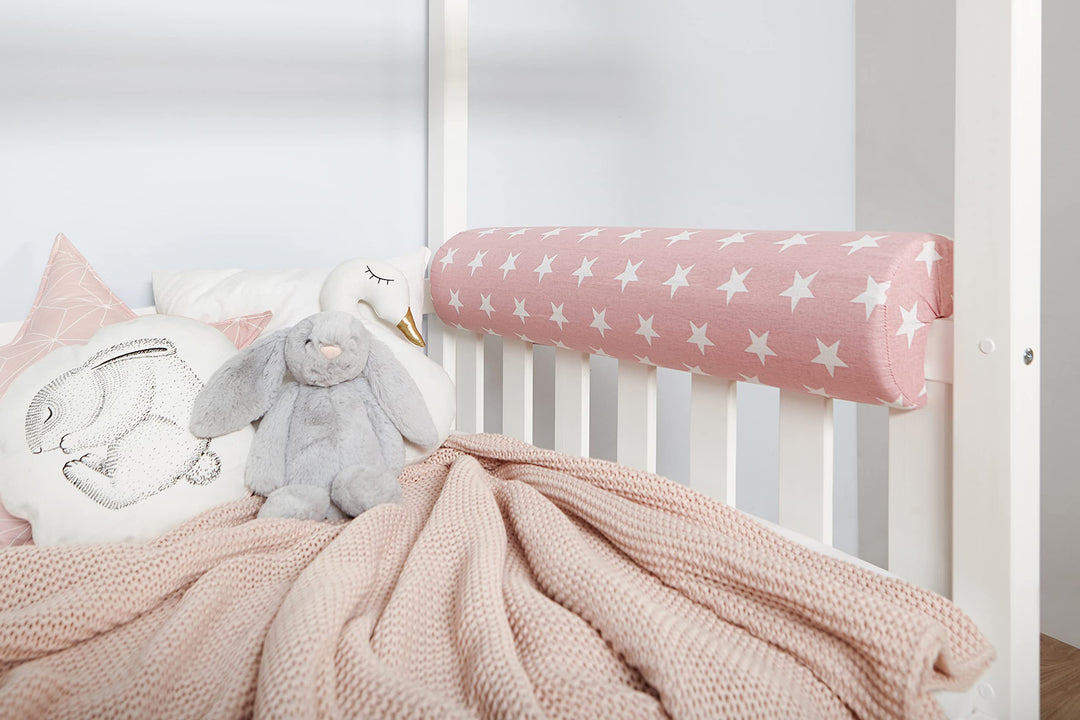TiCAA Kinder Nackenrolle für Hochbett mit Farbauswahl Stern Rosa, Stern Rosa