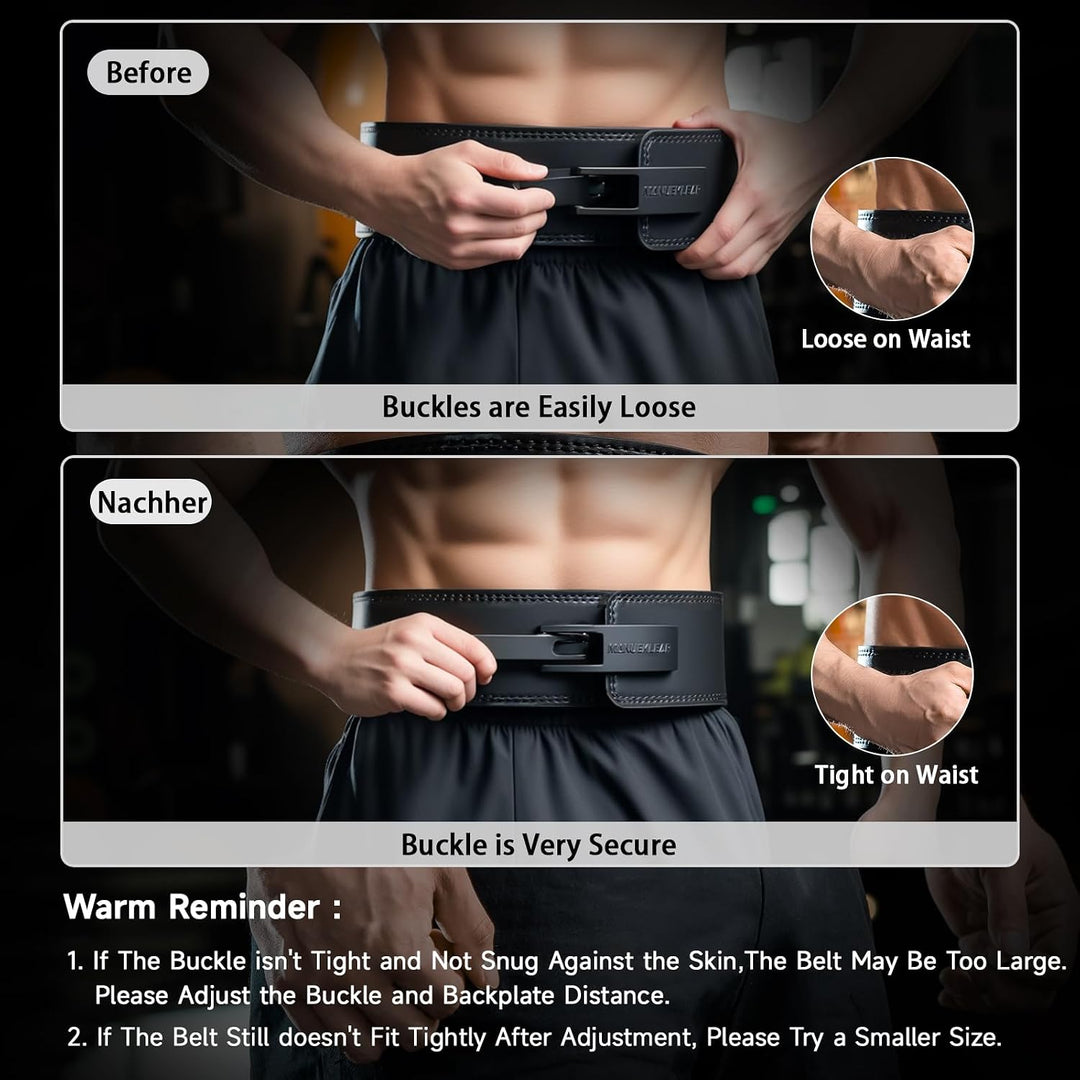 MANUEKLEAR Powerlifting Gewichthebergürtel Herren damen, 10mm dick Leder Lever Lifting Belt, Gym Gür