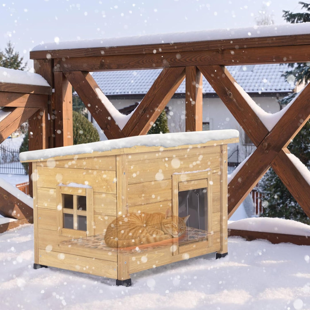 Holz-Katzenhaus für den Aussenbereich mit wasserdichtem Asphaltdach, geeignet für Welpen und kleine