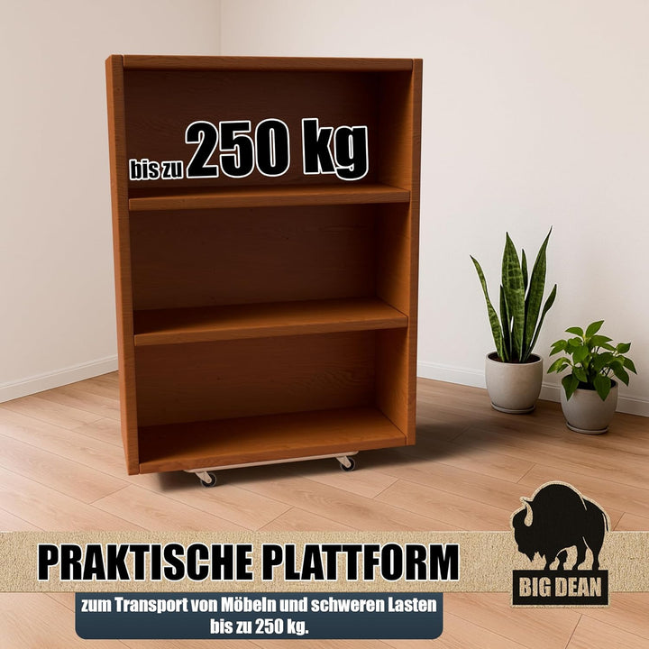 BigDean 2 Möbelroller Transportroller 250kg Rollbrett MDF Möbel Hund Roller | Schwerlastroller bis 2