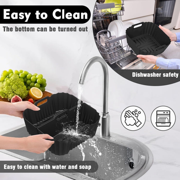 3 Stück Airfryer Silikonform für Heissluftfritteuse, Air Fryer Zubehör Wiederverwendba Silikon Einsa
