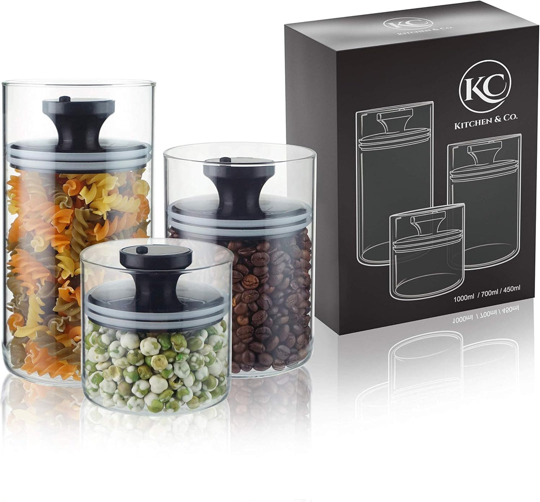 Vorratsgläser mit Vakuumdeckel, Luftdichte Aufbewahrung, Vorratsdose mit Deckel, mottensichere Gläse